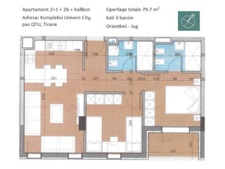 Apartament Ne Shitje 2+1 Tek Kompleksi Univers City (ID B120499) Tirane